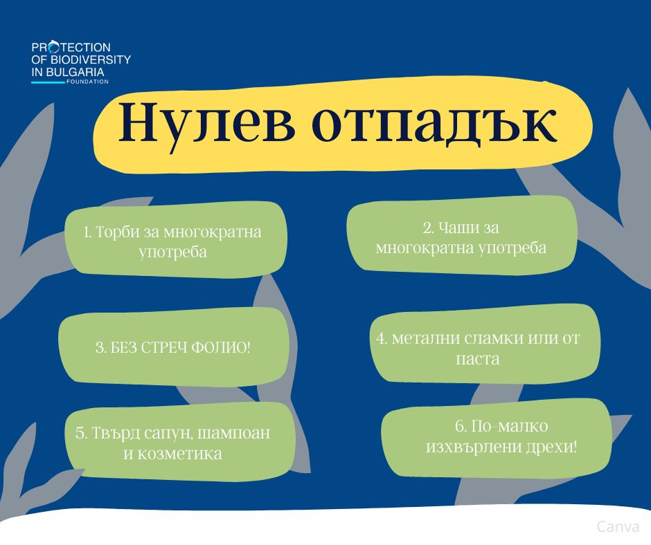 Графика „Нулев отпадък“ с шест съвета за намаляване на отпадъците